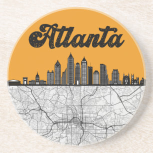 Atlanta Georgia City Skyline met kaart Zandsteen Onderzetter