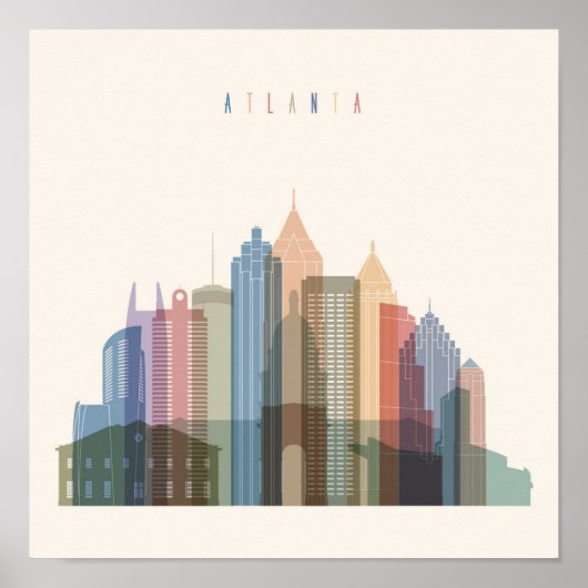 Atlanta, Georgia | City Skyline Poster (Voorkant)