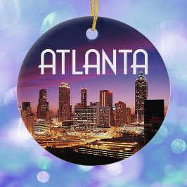 Atlanta, Georgia City skyline 's nachts Keramisch Ornament