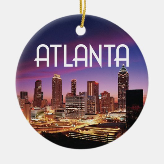 Atlanta, Georgia City skyline 's nachts Keramisch Ornament (Voorkant)