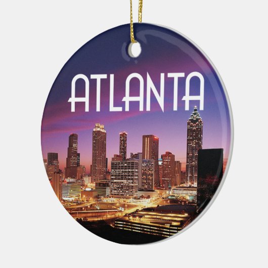 Atlanta, Georgia City skyline 's nachts Keramisch Ornament (Links)