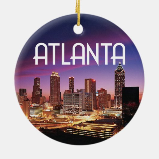 Atlanta, Georgia City skyline 's nachts Keramisch Ornament (Achterkant)