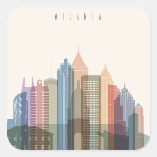 Atlanta, Georgia | City Skyline Vierkante Sticker (Voorkant)