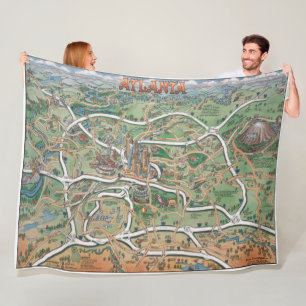 Atlanta Georgia Fun Map Fleece Deken