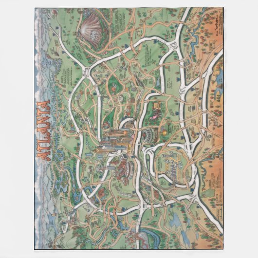 Atlanta Georgia Fun Map Fleece Deken (Voorkant)