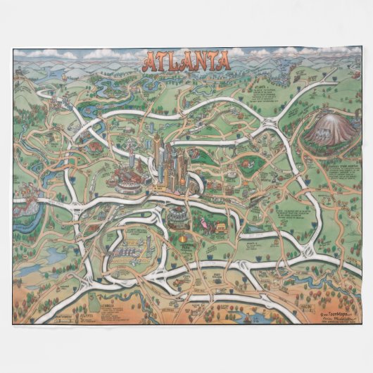 Atlanta Georgia Fun Map Fleece Deken (Voorkant (Horizontaal))