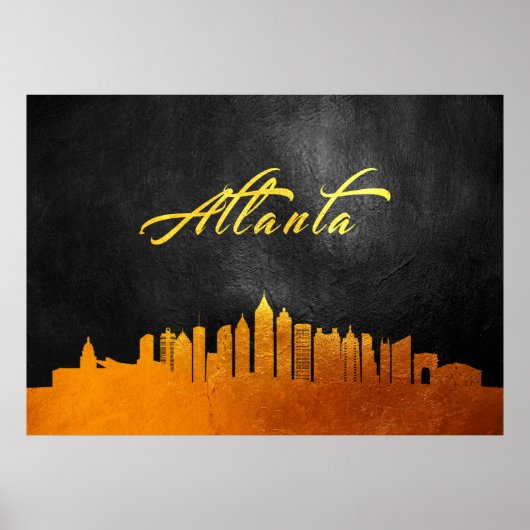Atlanta Georgia Gold Skyline Poster (Voorkant)