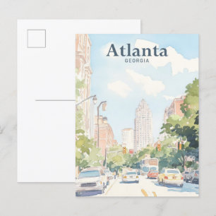 Atlanta Georgia Gouache Schilderillustratie Reizen Briefkaart