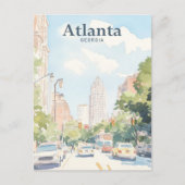 Atlanta Georgia Gouache Schilderillustratie Reizen Briefkaart (Voorkant)
