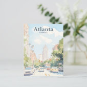 Atlanta Georgia Gouache Schilderillustratie Reizen Briefkaart (Staand voorkant)