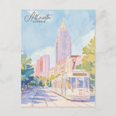 Atlanta Georgia Gouache Schilderillustratie Reizen Briefkaart (Voorkant)