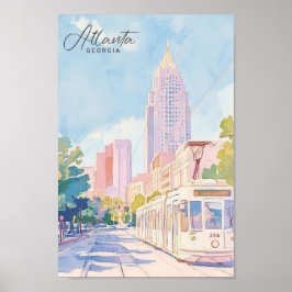 Atlanta Georgia Gouache Schilderillustratie Reizen Poster