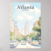 Atlanta Georgia Gouache Schilderillustratie Reizen Poster (Voorkant)