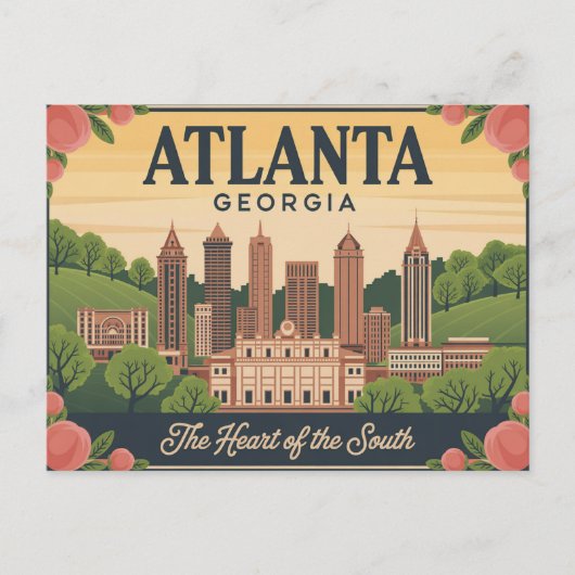 Atlanta Georgia Het Hart van het Zuiden Briefkaart (Voorkant)