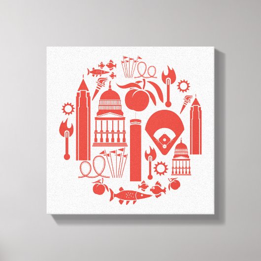 Atlanta Georgia Icons Canvas Afdruk (Voorkant)