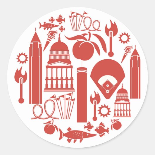 Atlanta Georgia Icons Ronde Sticker (Voorkant)