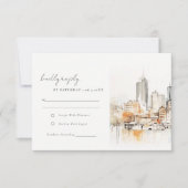 Atlanta Georgia Landschap Waterverf bruiloft RSVP Kaartje (Voorkant)