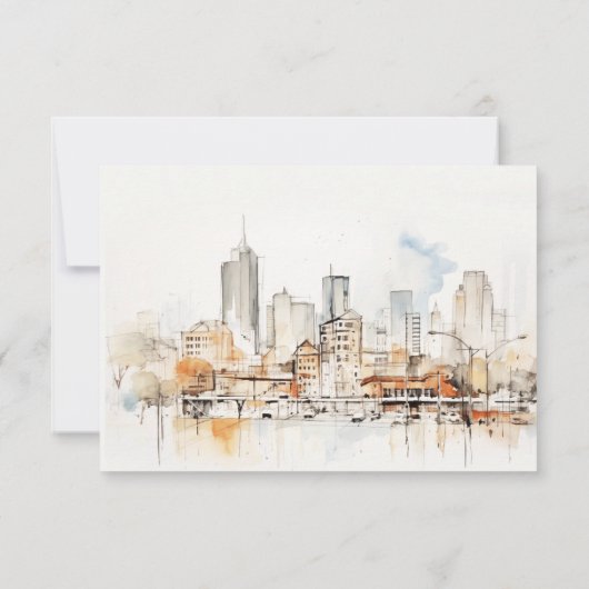 Atlanta Georgia Landschap Waterverf bruiloft RSVP Kaartje (Achterkant)