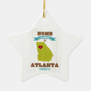 Atlanta , Georgia Map - Home is waar het hart ligt Keramisch Ornament