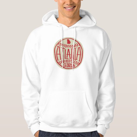 Atlanta Georgia met de hand geïllustreerde honkbal Hoodie (Voorkant)