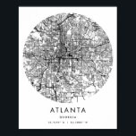 Atlanta Georgia Minimal Modern Circle Street Map Poster<br><div class="desc">Atlanta Georgia Minimal Modern Circle Street Map</div>