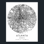 Atlanta Georgia Minimal Modern Circle Street Map Poster<br><div class="desc">Atlanta Georgia Minimal Modern Circle Street Map</div>