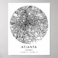 Atlanta Georgia Minimal Modern Circle Street Map