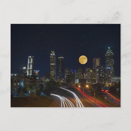 Atlanta, Georgia Nachtelijke Silhouette  Briefkaart (Voorkant)