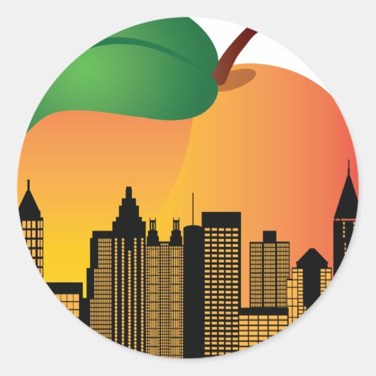 Atlanta Georgia Night Skyline Inside Peach Ronde Sticker (Voorkant)