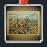 Atlanta Georgia Ornament Vintage Travel<br><div class="desc">Een cool  Atlanta-ornament met de skyline van de stad met wolkenkrabbers en blauwe hemel.</div>