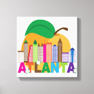 Atlanta, Georgia   Peach Skyline Canvas Afdruk