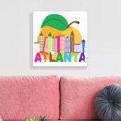 Atlanta, Georgia | Peach Skyline Canvas Afdruk (Insitu (Woonkamer))