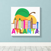 Atlanta, Georgia | Peach Skyline Canvas Afdruk (Insitu (Houten vloer))