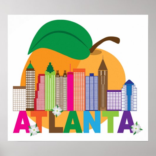 Atlanta, Georgia | Peach Skyline Poster (Voorkant)