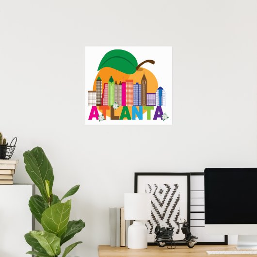 Atlanta, Georgia | Peach Skyline Poster (Thuiskantoor)
