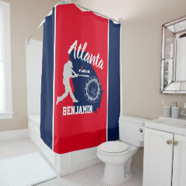 Atlanta Georgia Red en Navy Baseball Douchegordijn