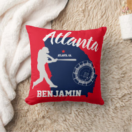 Atlanta Georgia Rode en Marineblauwe Baseball Worp Kussen