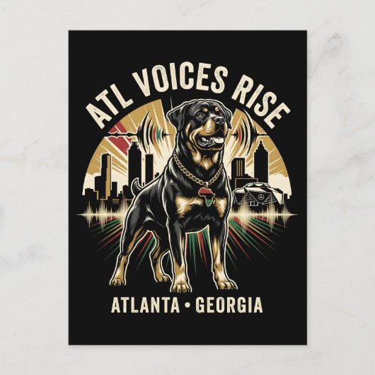 Atlanta Georgia Rottweiler Cultural Pride Art Briefkaart (Voorkant)