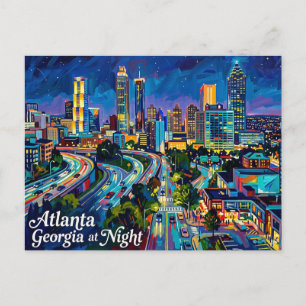 Atlanta Georgia 's Nachts Briefkaart