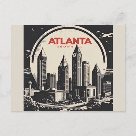 Atlanta Georgia Silhouet Briefkaart (Voorkant)