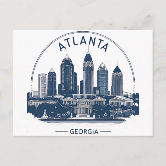 Atlanta Georgia Silhouet Briefkaart (Voorkant)