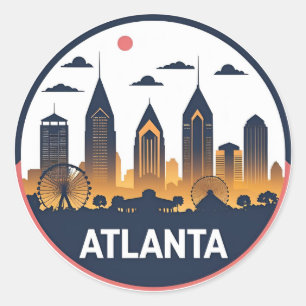 Atlanta Georgia Silhouet Ronde Sticker