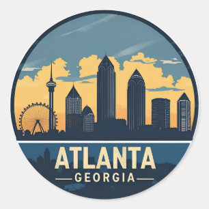 Atlanta Georgia Silhouet Ronde Sticker