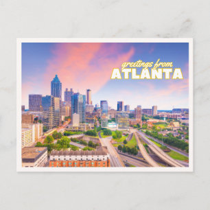 Atlanta Georgia Silhouette Downtown Zonsondergang Briefkaart
