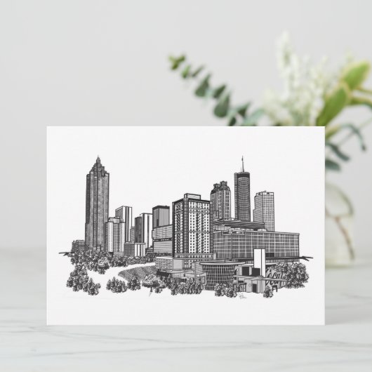 Atlanta Georgia Skyline Art Kaart (Staand voorkant)