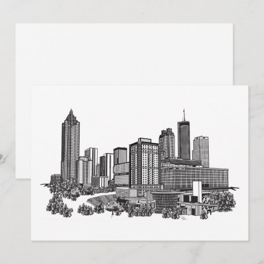 Atlanta Georgia Skyline Art Kaart (Voorkant / Achterkant)