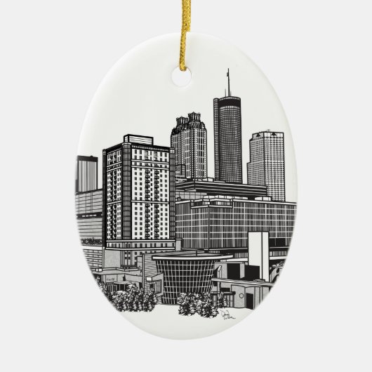 Atlanta Georgia Skyline Art Keramisch Ornament (Voorkant)