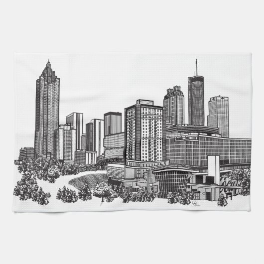 Atlanta Georgia Skyline Art Theedoek (Horizontaal)