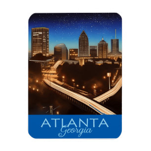 Atlanta Georgia Skyline Blue en Gold Evening Magneet