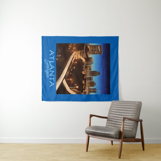 Atlanta Georgia Skyline Blue en Gold Evening Wandkleed (In Situ (horizontaal))